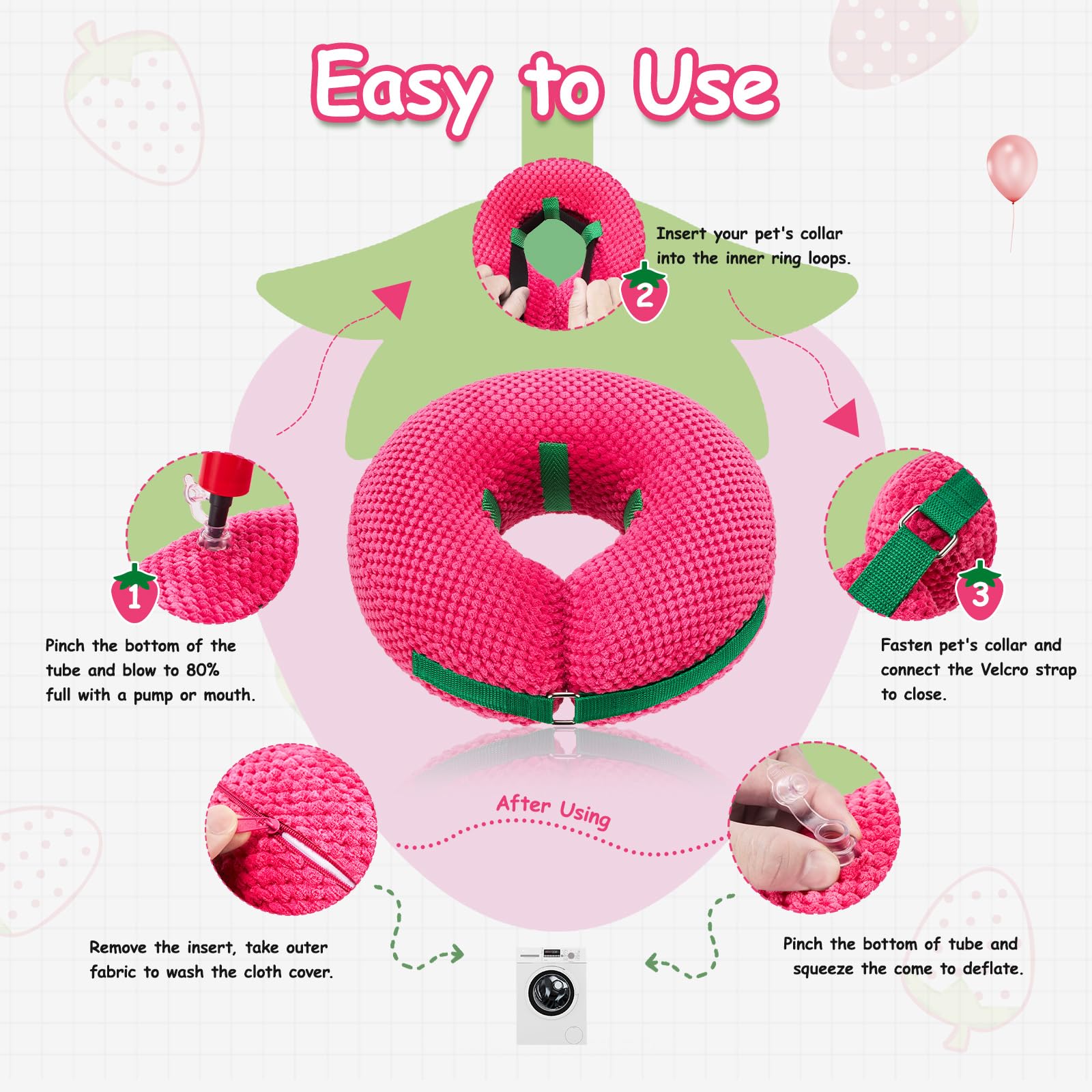 ipetstation Dog Cone Collar After Surgery,3D Massage Fabric Comfy Pillow,Dog Cone Alternative,Inflatable Dog Collars E Collar Elizabethan Collar for Dogs After Surgery (Pink, S(Neck:9”-12”))