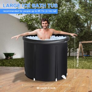 teeche Heavy Duty Ice Bath Tub for Athletes, 105 Gal Portable Cold Plunge Tub with Lid, Ideal for Recovery Therapy at Home, Gym, and Outdoor Use