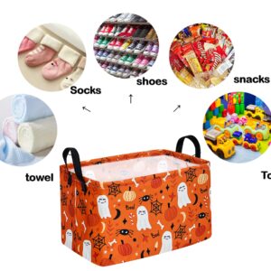 DUYIY Pumpkin Ghost Halloween Party Basket,Collapsible Gift Storage Basket,Cute Toy Storage Basket for Kids,Clothes Storage Box Organizer Containers for Toys