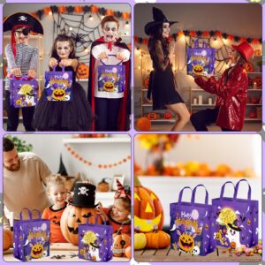 PERFQU 6 Pcs Halloween Goodie Bags - Large Happy Halloween Party Favor Bags, Non-Woven Halloween Tote Goody Candy Gift Bags with Handles for Halloween Themed Trick or Treat Party Favors Supplies