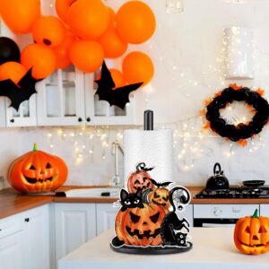 Halloween Paper Towel Holder,Halloween Kitchen Decor,Halloween Bathroom Decorations with Pumpkin Cat Accessories Paper Metal Towel Holder Stand for Fall Countertop Housewarming Gift Supplies