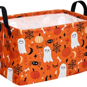 DUYIY Pumpkin Ghost Halloween Party Basket,Collapsible Gift Storage Basket,Cute Toy Storage Basket for Kids,Clothes Storage Box Organizer Containers for Toys