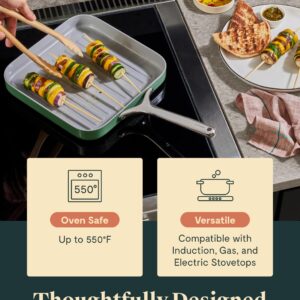 Caraway Griddle Pan & Grill Pan Duo - Non-Stick Ceramic Coated - Non Toxic, PTFE & PFOA Free - Oven Safe & Compatible with All Stovetops – Sage