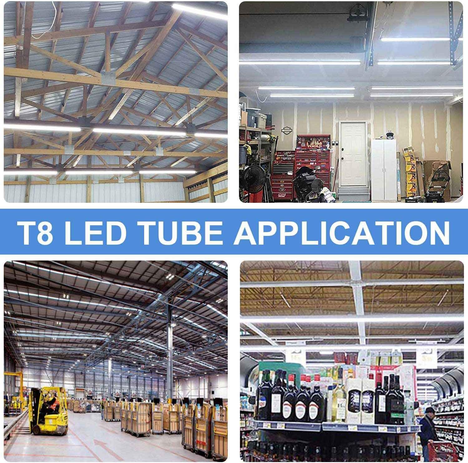 10Pack 4FT LED Shop Light Garage Lights, 50W 8000LM 6500K Linkable Shop Light, High Output Clear Cover Integrated LED Tube Light, T8 4FT LED Shop Light for Workshop Warehouse Basement, Plug and Play