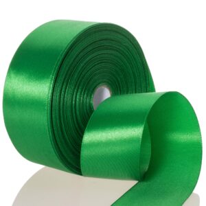 giyomi 50 yards 1 1/2 inch emerald green satin ribbon, single face polyester solid color craft fabric ribbon for handmade roses, gift wrapping, bouquets, wedding, christmas, and party decoration