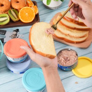 Luvcosy 4PCs Silicone Food Can Lid for 3.4-inch Can, Can Toppers Compatible with StarKist 5oz Tuna Can and Kirkland 7oz Tuna Can, Can Cover for Canned Good, Freezer Dishwasher Safe (Can NOT Included)