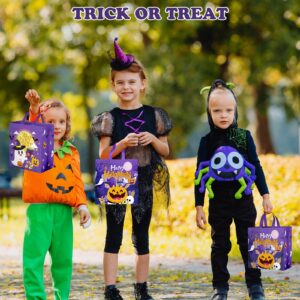 PERFQU 6 Pcs Halloween Goodie Bags - Large Happy Halloween Party Favor Bags, Non-Woven Halloween Tote Goody Candy Gift Bags with Handles for Halloween Themed Trick or Treat Party Favors Supplies