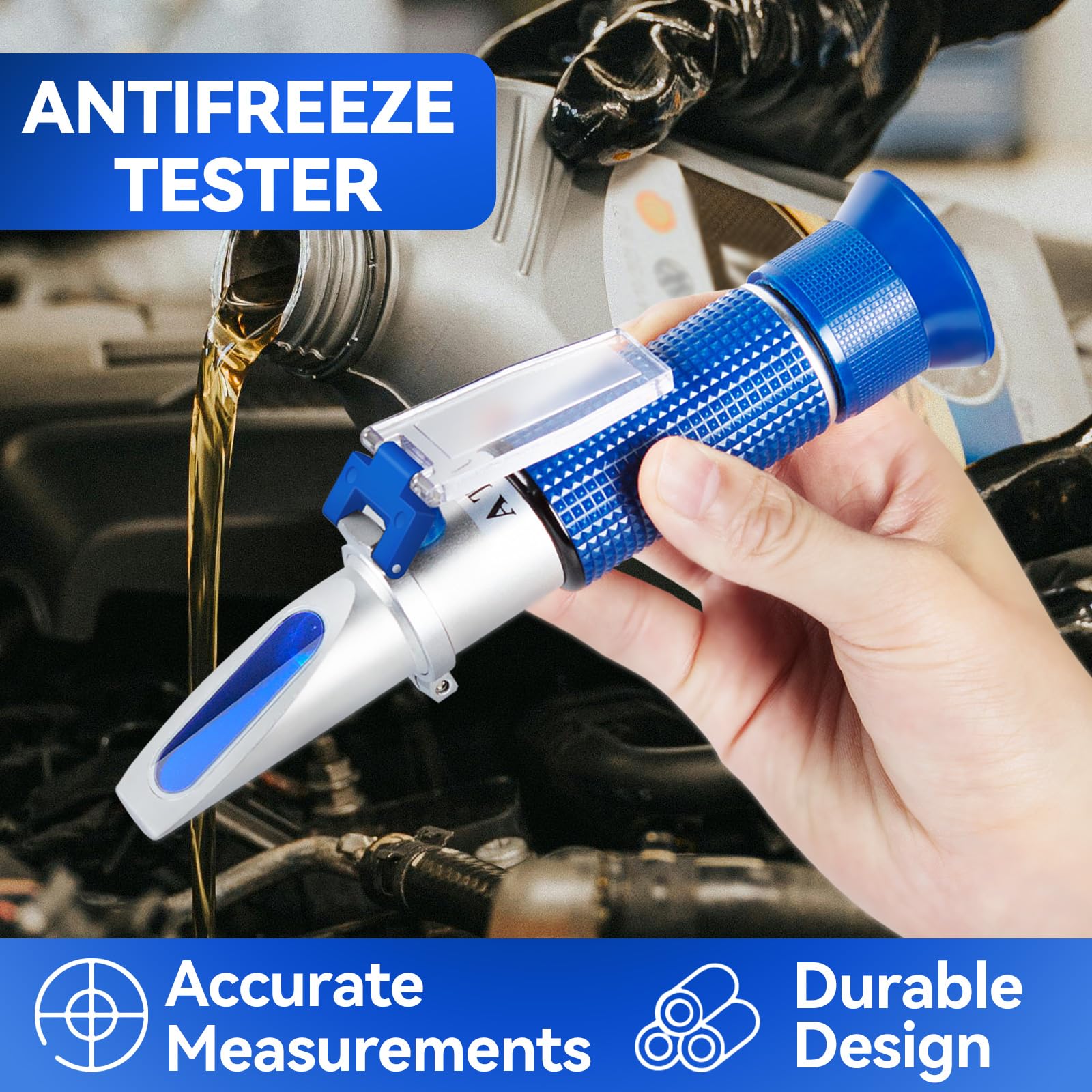 NEEBETEK 5-in-1 DEF Antifreeze Refractometer with ATC,Coolant Tester - Ideal for Automotive, DIY, and Industrial Use, Freezing Point Meter,Battery Acid Hydrometer,Automotive Urea