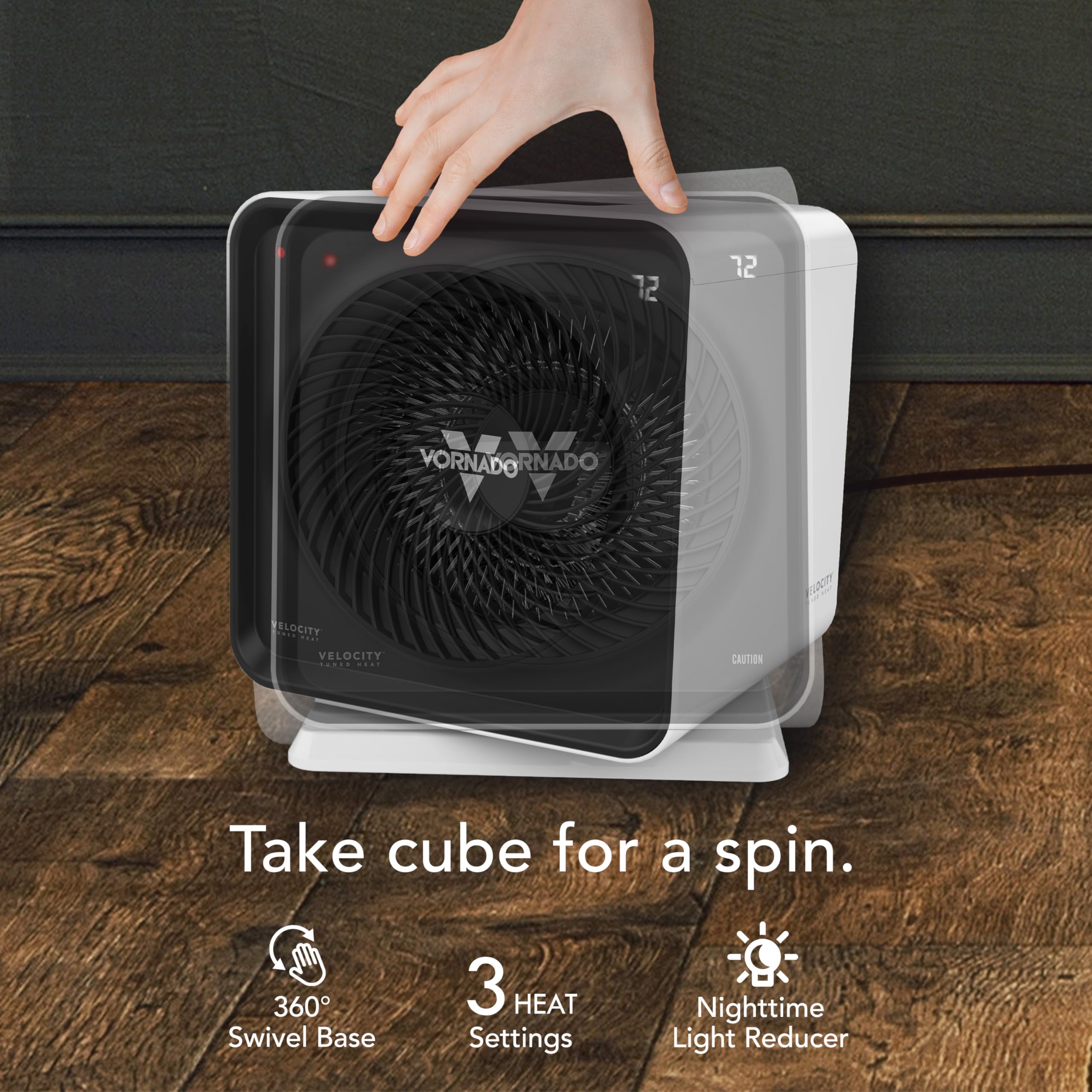 Vornado Velocity CUBE 5S Whole Room Space Heater with Swiveling Base, Indoor Use, White