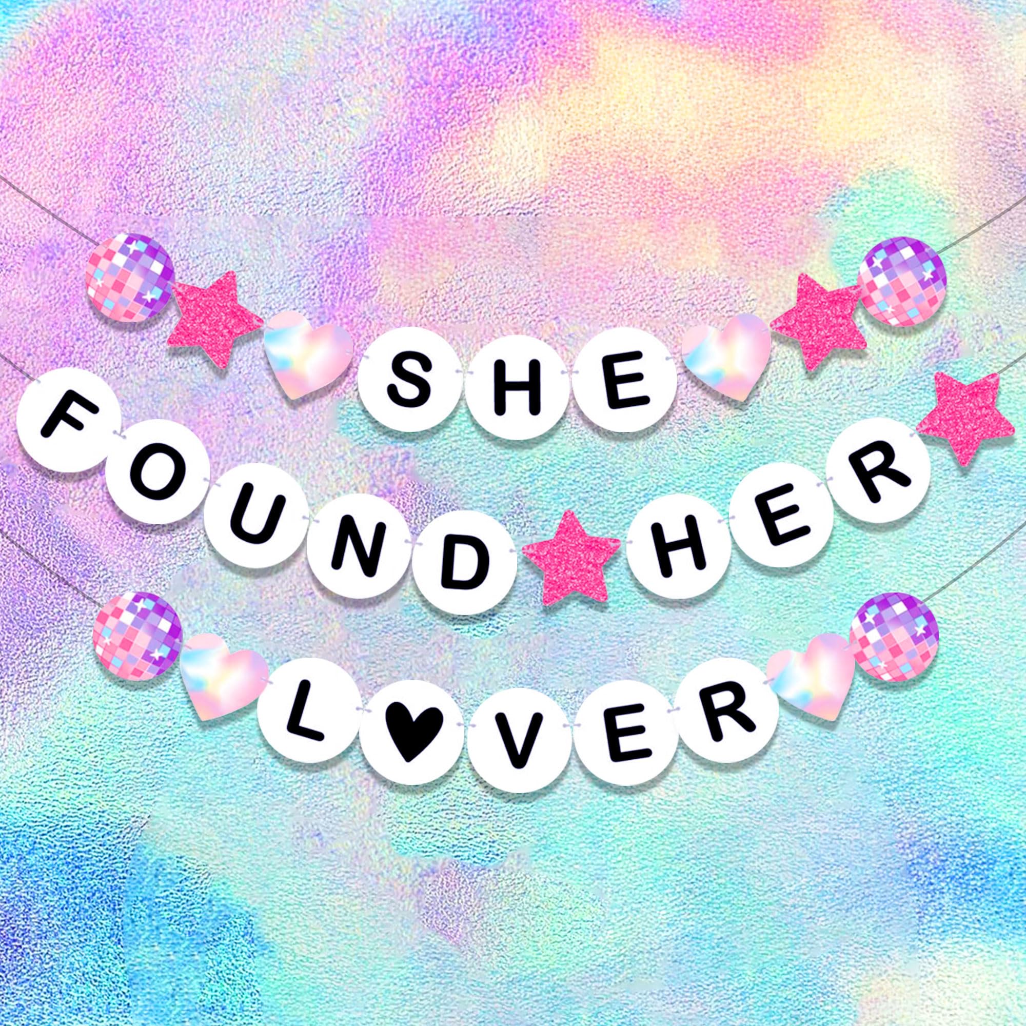 JeVenis She Found Her Lover Banner Bachelorette Party Decorations Rainbow Lover Bachelorette Party Decorations Bridal Shower Decorations