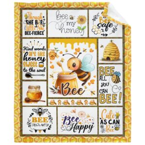 bee blanket gift for girl women printed bee pattern facecloth blanket cute fluffy cozy soft plush blanket for bed sofa living room sofa chair 50"x40"for kid