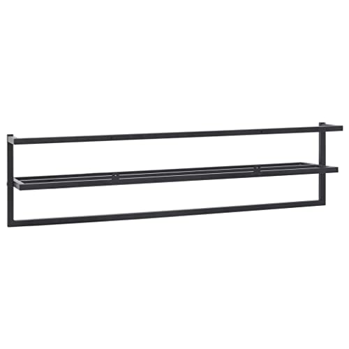 MINERWALL Towel Rack Black 37.4"x9.8"x8.7" Iron,Convenient Shelf Allows for Easy Access to Frequently Used Towels Bathroom Accessories