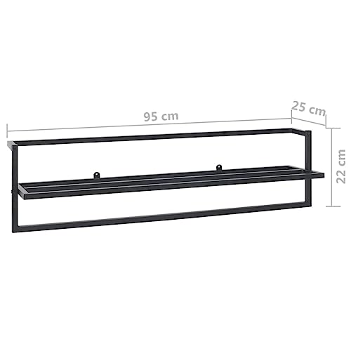 MINERWALL Towel Rack Black 37.4"x9.8"x8.7" Iron,Convenient Shelf Allows for Easy Access to Frequently Used Towels Bathroom Accessories