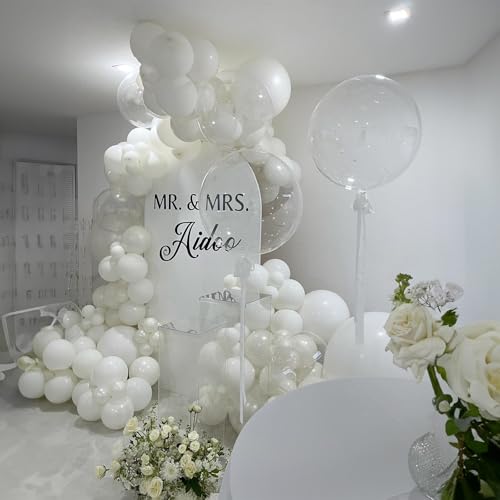 HILAVO White Balloons 12 Inch Wedding Pearl White Latex Balloons, Thicker Matte White Clear Party Helium Balloon Set for Birthday Engagement Anniversary Bridal Shower Winter Christmas Party Decoration