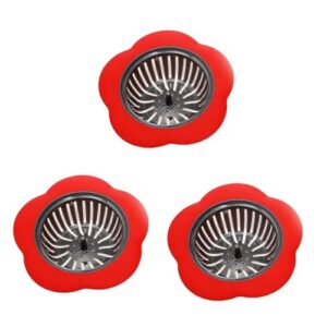 uonlytech 3pcs kitchen sink strainer kitchen sink filter strainer for kitchen sink bathtub strainer sewer drain net filter sink garbage mesh filter bathroom strainer sink filter basket red