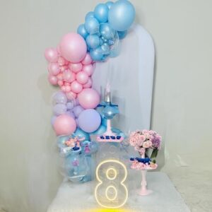 HILAVO Pink Purple Blue Balloons 60Pcs 12 Inch Pastel Pink Blue Purple Party Balloons Metallic Pearl Blue Purple Latex Balloon for Girl Mermaid Winter Frozen Birthday Baby Shower Party Decoration