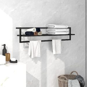 minerwall towel rack black 37.4"x9.8"x8.7" iron,convenient shelf allows for easy access to frequently used towels bathroom accessories