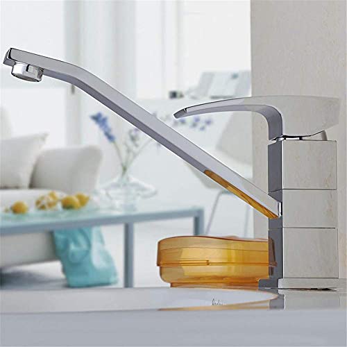 OQPJMYZ Faucets, Copper Kitchen Faucet,Metal Chrome Plating,Rotary Single-Connected Cold and Hot Water Mixer,Faucet,Water-Saving,Environmental Protection Wrench Type Bathtub Faucet,Kitchen