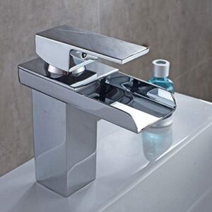 TOPSANTY Kitchen & Bath Fixtures Taps Faucet,Bathroom Basin Single Hole Waterfall Hot and Cold Water Mixer