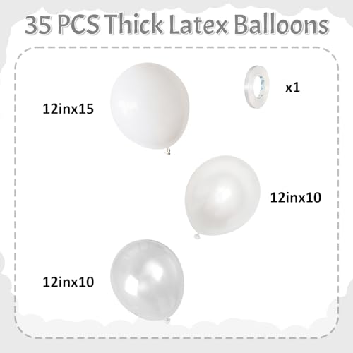 HILAVO White Balloons 12 Inch Wedding Pearl White Latex Balloons, Thicker Matte White Clear Party Helium Balloon Set for Birthday Engagement Anniversary Bridal Shower Winter Christmas Party Decoration