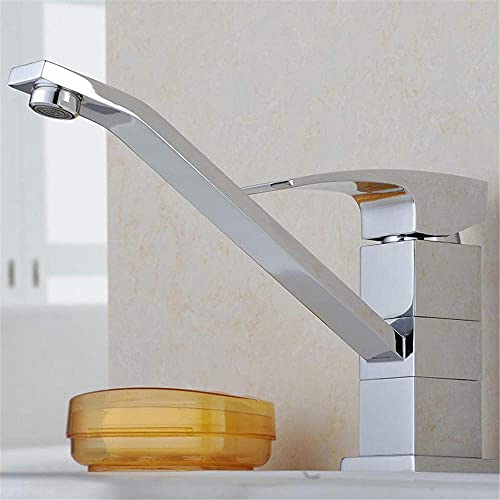 OQPJMYZ Faucets, Copper Kitchen Faucet,Metal Chrome Plating,Rotary Single-Connected Cold and Hot Water Mixer,Faucet,Water-Saving,Environmental Protection Wrench Type Bathtub Faucet,Kitchen