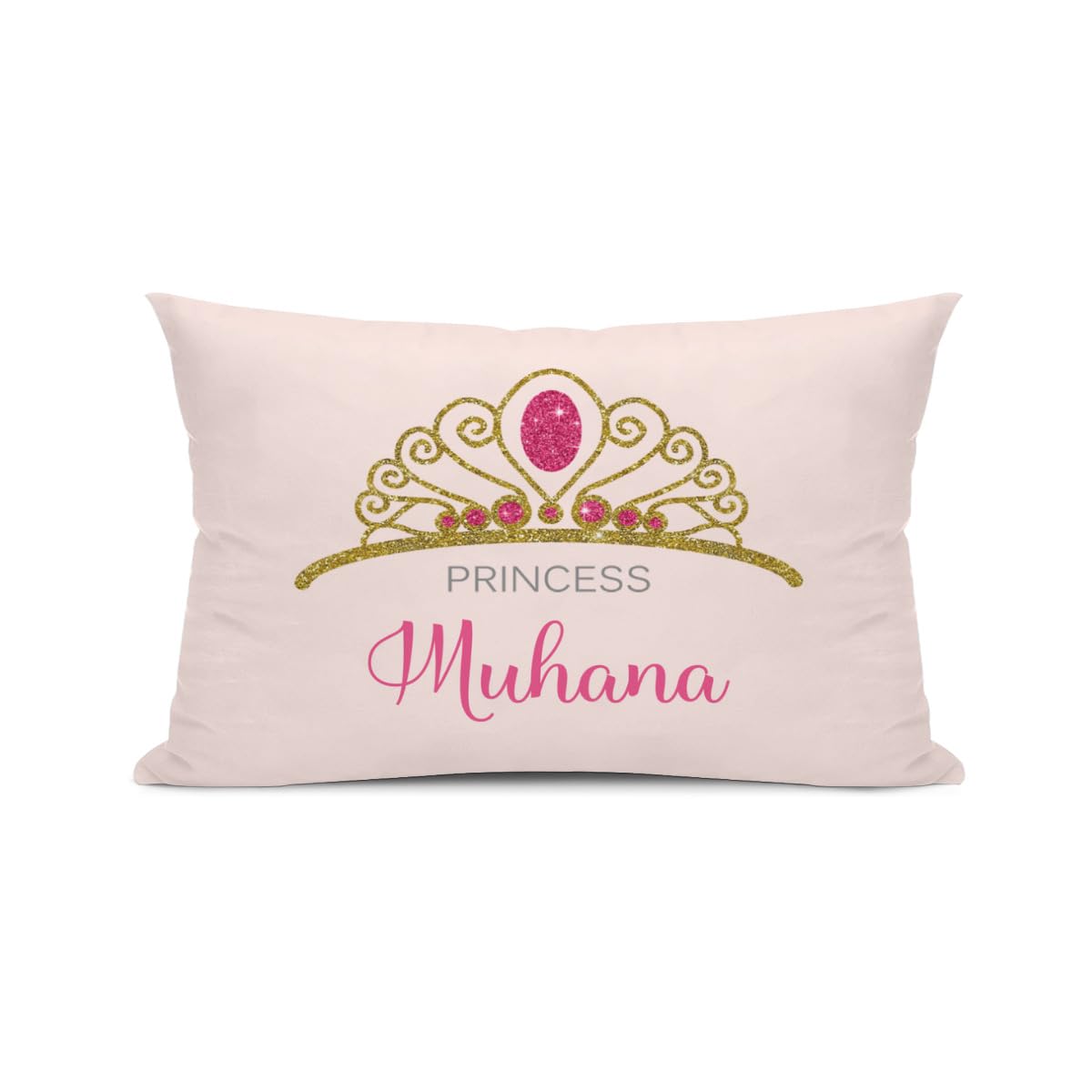 Personalized Princess Crown Pillowcase with Names Custom Text Printed Fun Bedroom Decor Pillow Cover for Children Girls Boys Men Women