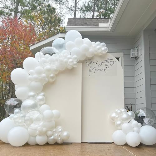 HILAVO White Balloons 12 Inch Wedding Pearl White Latex Balloons, Thicker Matte White Clear Party Helium Balloon Set for Birthday Engagement Anniversary Bridal Shower Winter Christmas Party Decoration