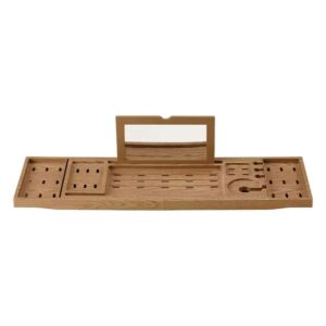 semperviren bathtub tray, retractable bathtub rack for bathtub, sturdy and waterproof home spa, favored gift by lady teak color