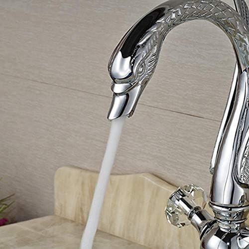 Kitchen Taps Brass Faucet Tap Chrome Silver Swan Basin Faucet Deck Mounted Bathroom Faucet Hot and Cold Water Mixer Tap Bath Water Faucet Basin Sink Taps-Chrome W Cover Plate,Chrome