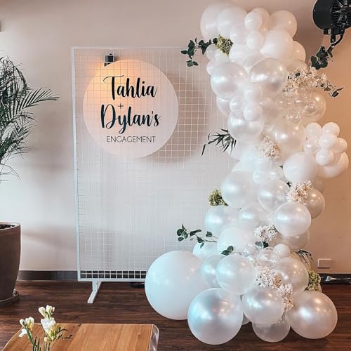 HILAVO White Balloons 12 Inch Wedding Pearl White Latex Balloons, Thicker Matte White Clear Party Helium Balloon Set for Birthday Engagement Anniversary Bridal Shower Winter Christmas Party Decoration