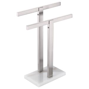 kokosiri hand towel holder free-standing towel racks with marble base for bathroom kitchen vanity, brushed stainless steel 15.7'' height ths0001-sm-br