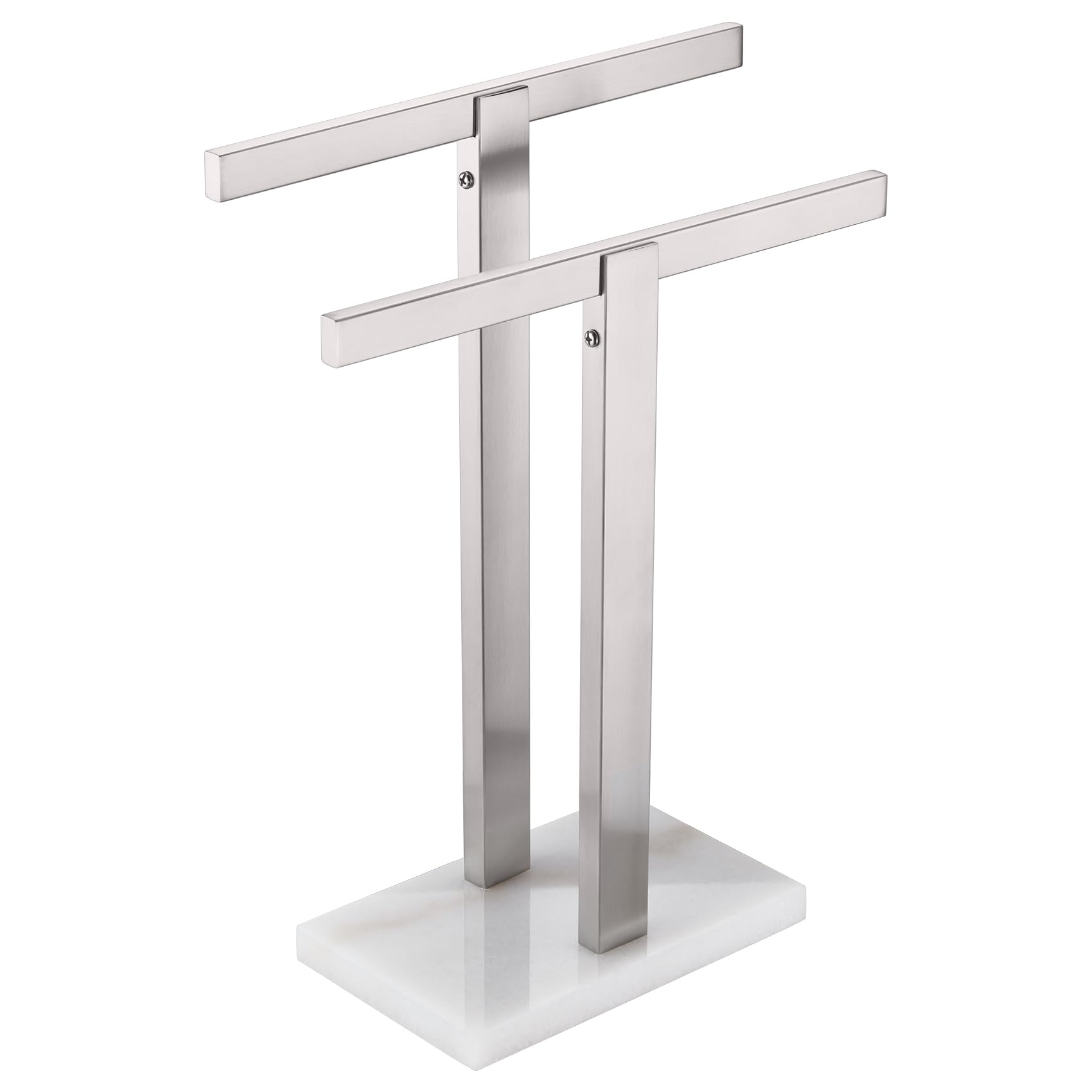 KOKOSIRI Hand Towel Holder Free-Standing Towel Racks with Marble Base for Bathroom Kitchen Vanity, Brushed Stainless Steel 15.7'' Height THS0001-SM-BR