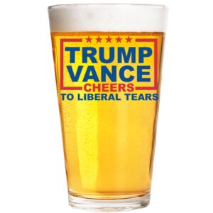 Patriots Cave Trump Vance MAGA Trumpican 16 oz Pint Beer Glass Made in America & Dishwasher Safe! Gift Box Included | Trump 2024 Patriot Gift | Gifts For Men | Made In USA