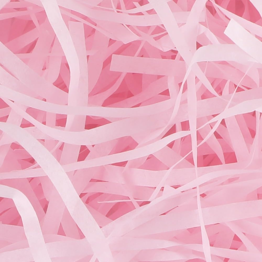 BoxSkivra 4 OZ Pink Crinkle Paper Shredded Paper for Gift baskets Filler Paper Shred for Gift Wrapping Crinkle Cut Paper Shred Filler for Easter Basket Grass, Christmas, Birthday, Mother's Day