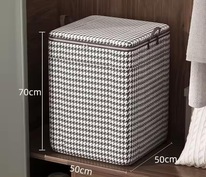 Generic Houndstooth 180L Laundry Hamper, Extra Thick, Large, Foldable Storage Basket for Clothes, Towels, Home, Office, Camping, Travel, Black/white, 11172