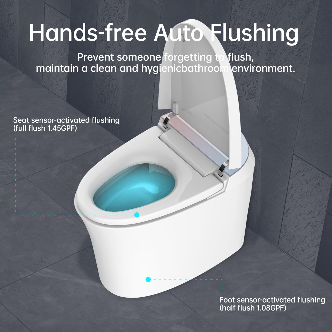 Bolina Tankless Smart Toilet with Build in Bidet Auto Lid Open/Soft Close Modern Electric Toilet,One Piece Elongated Standard Height Smart 12-in Rough-In Toilet