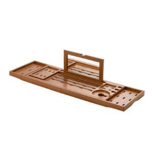 Semperviren Bathtub Tray, Retractable Bathtub Rack for Bathtub, Sturdy and Waterproof Home Spa, Favored Gift by Lady Teak Color