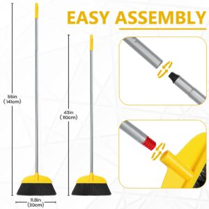 Broom for Hardwood Floors Indoor Sweeping Brooms with Soft Bristles and 55” Long Handle for Tile Laminate Deck Hard Floor Cleaning-Yellow