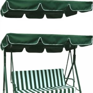 Porch Swing Canopy Replacement Waterproof Swing Top Cover Garden Swing Seat Replacement Canopy Sun Shade Awning Cover(Size:74x45 in,Color:GREEN)