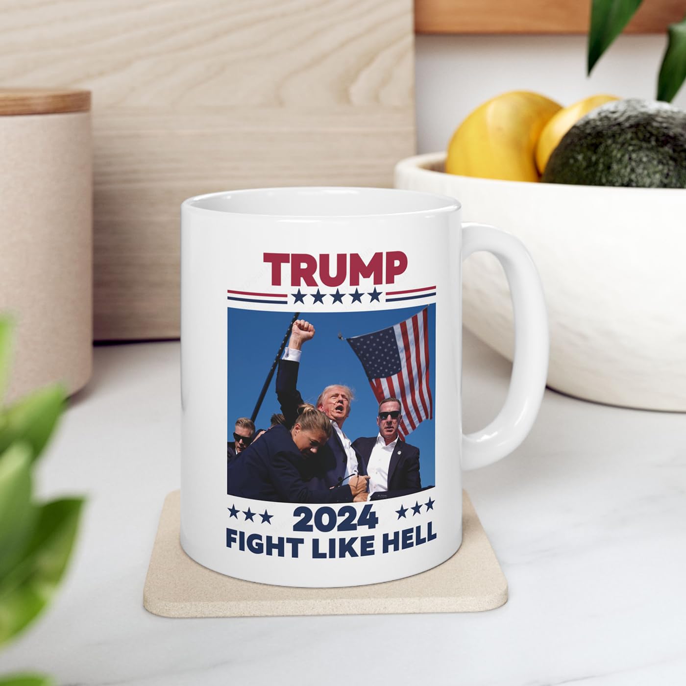 Trump Shot Mug Merchandise White Elephant Gifts Coffee Mug 2024 Assassination Shooting Ear Fight Fist (Shot Mug Blue)