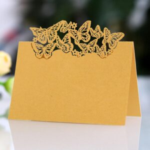 Paper Butterfly Table Number Place Card, Table Name Place Cards, 50Pcs Favor Decor Hollow Butterfly Cut Design Blank Card, Paper Table Cards for Wedding Party Favor Decor