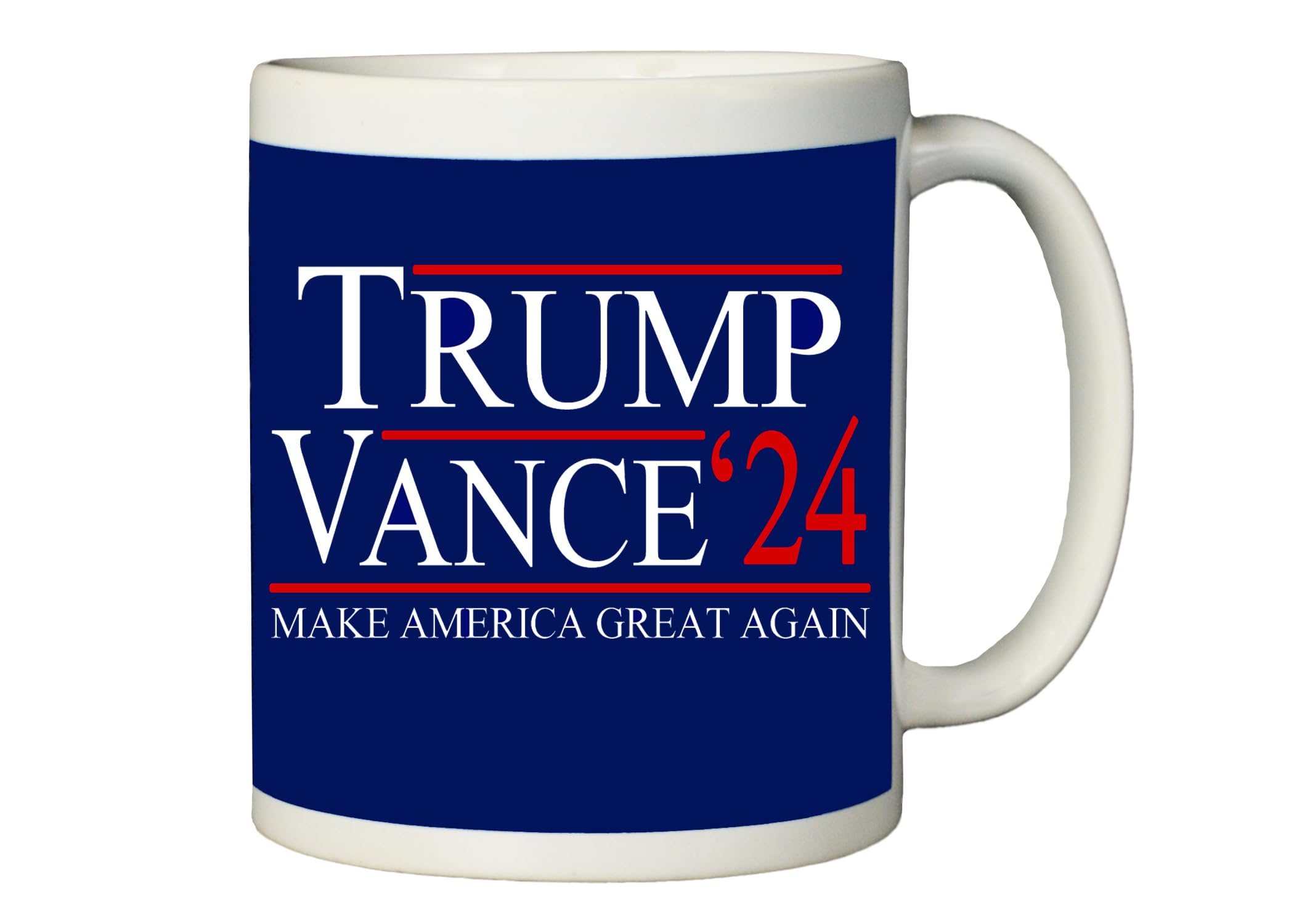 Rogue River Tactical Donald Trump Vance Novelty Coffee Mug Cup, 11 Oz, White Trump/Vance 2024 24 Blue