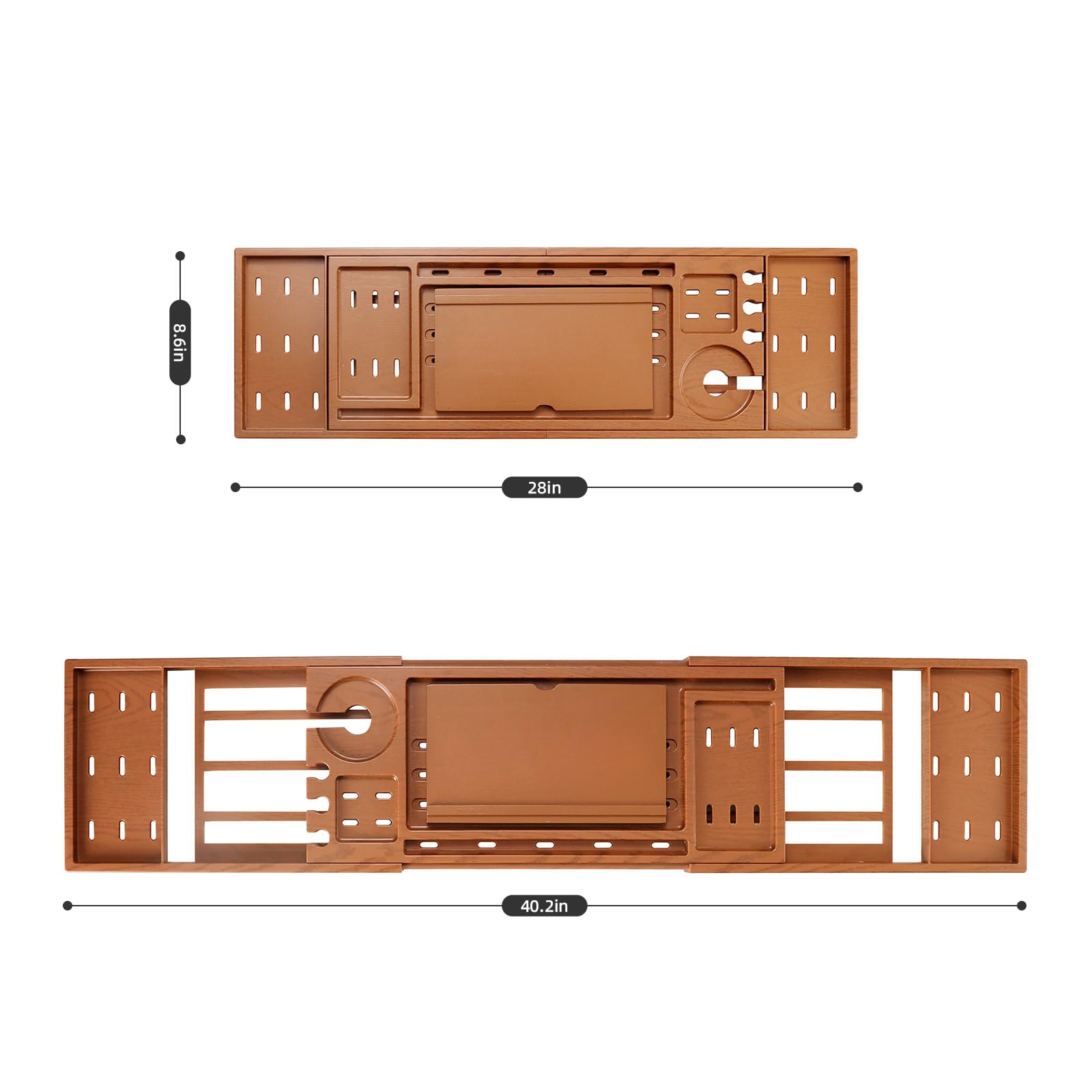 Semperviren Bathtub Tray, Retractable Bathtub Rack for Bathtub, Sturdy and Waterproof Home Spa, Favored Gift by Lady Teak Color