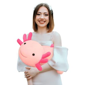 JANCLF Axolotl Stuffed Animal Plush Toy,Cute Soft Salamander Plush Pillow,Kawaii Plushies Doll Toy for Kids (Pink,11 inch)