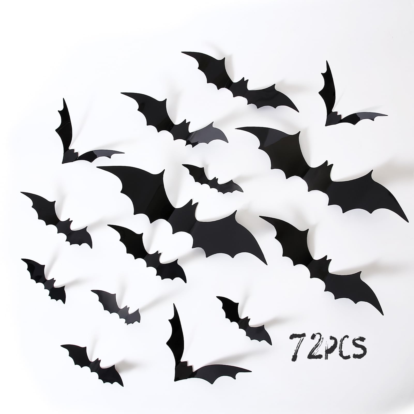 Halloween Decorations Bats Wall Decor,72Pcs Reusable PVC 3D Black Scary Bat Wall Stickers for Creepy Home Bathroom Decor Halloween Party DIY Wall Decal Indoor Halloween Decor