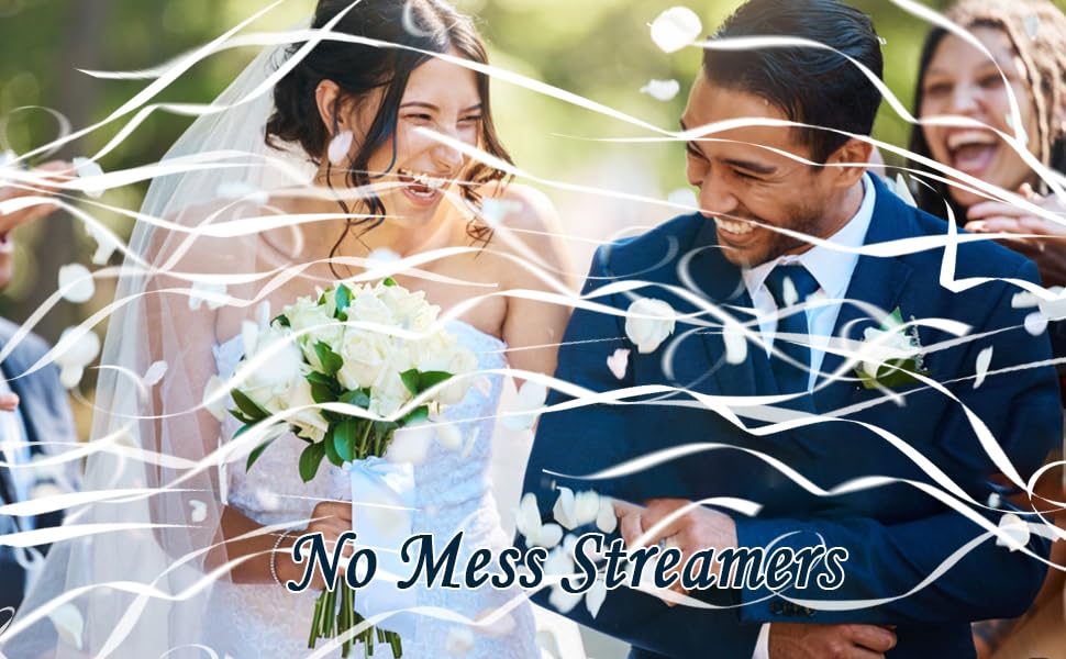 30 Pcs Romantic White No Mess Streamers, No Mess Confetti Poppers, Confetti Streamers No Mess, Party Poppers Streamers, Poppers Party Favors - Ideal for Wedding, Birthday, and Graduation Celebrations