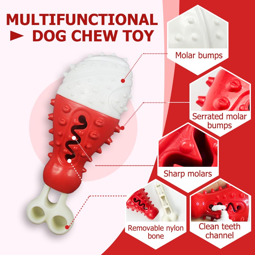 GHOBROFY 5 Pack Dog Chew Toys for Aggressive Chewers-Durable Dog Toys for Small and Medium Dogs Include Squeaky Toy- Nylon Puppy Bone Toys for Teething