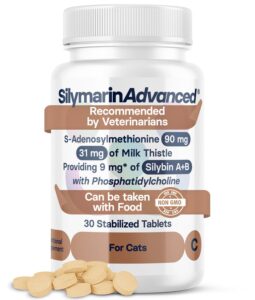 silymarinadvanced liver health supplement for cats - milk thistle for cats liver support with s-adenosylmethionine (same) & silybin - liver detox for cats - 30 tablets