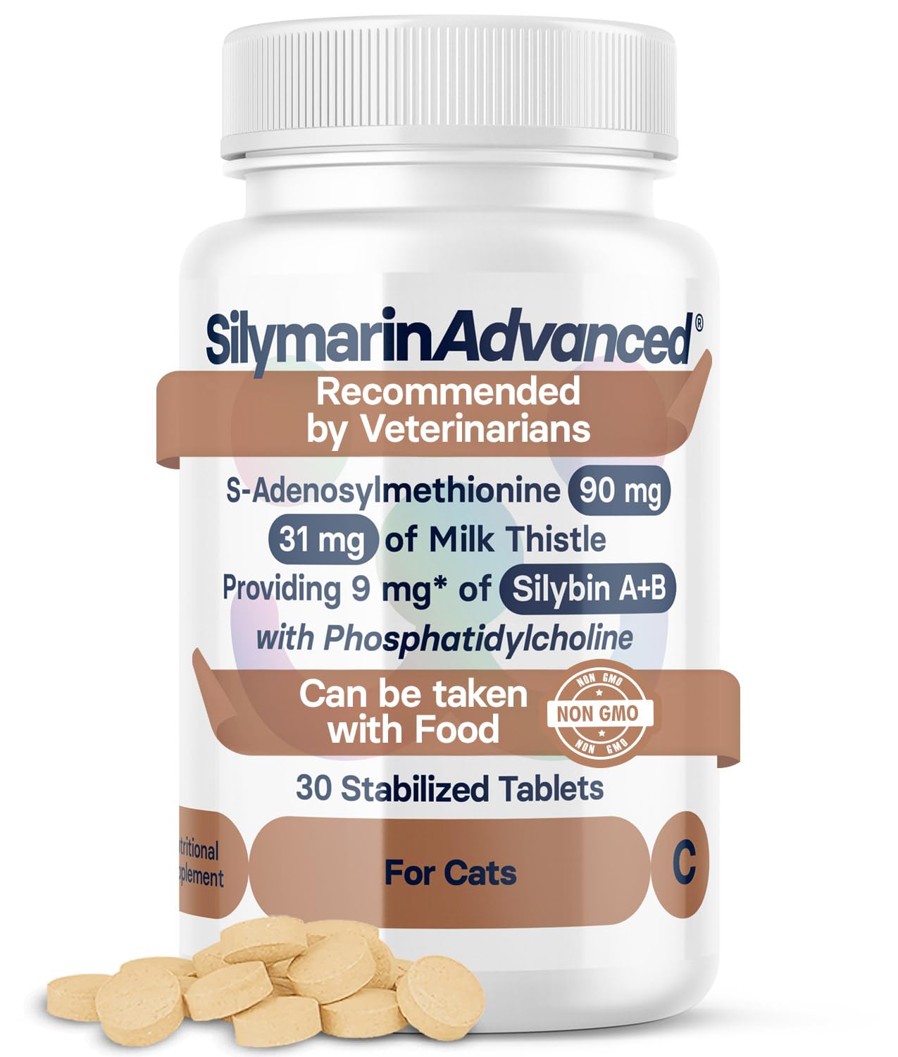 SilymarinAdvanced Liver Health Supplement for Cats - Milk Thistle for Cats Liver Support with S-Adenosylmethionine (Same) & Silybin - Liver Detox for Cats - 30 Tablets