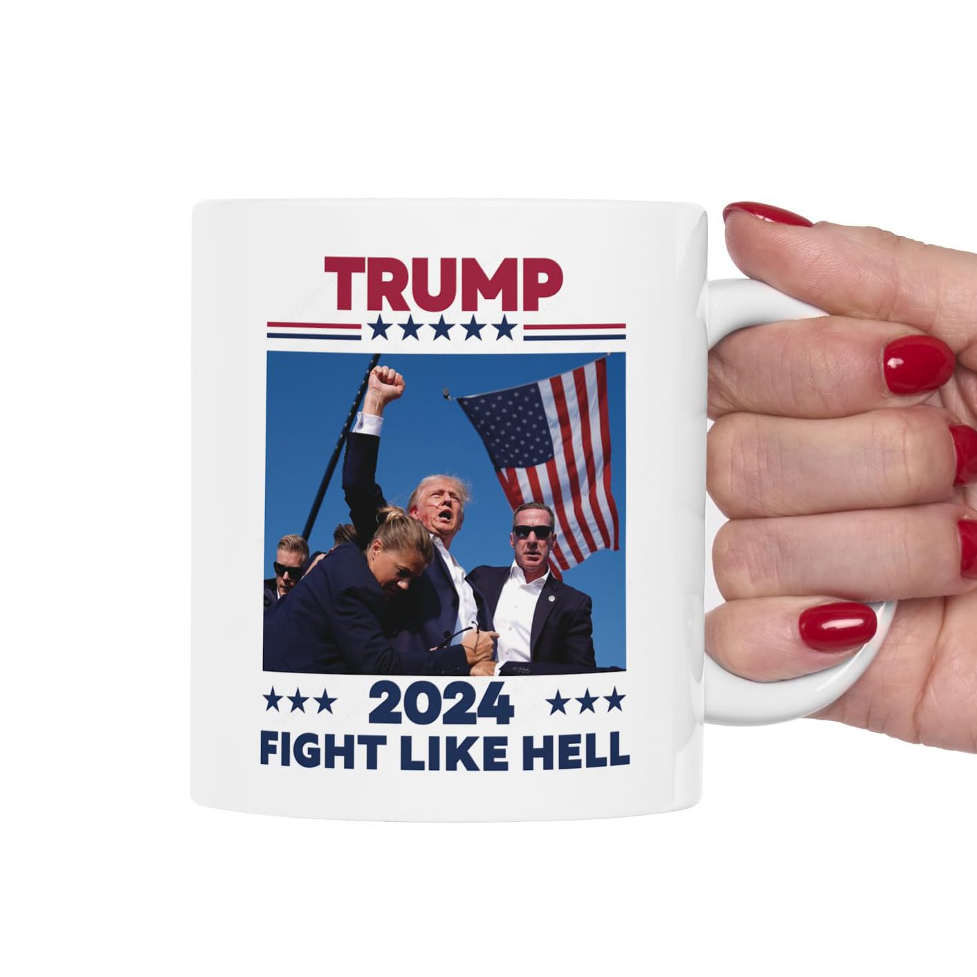 Trump Shot Mug Merchandise White Elephant Gifts Coffee Mug 2024 Assassination Shooting Ear Fight Fist (Shot Mug Blue)